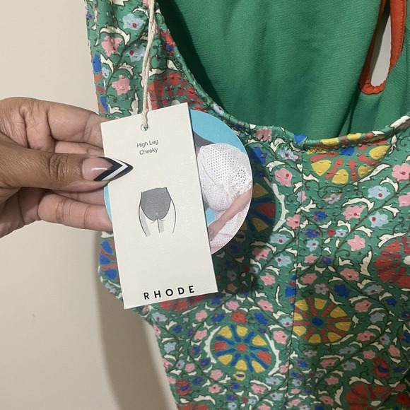 Rhode Zinnia Floral Print Halter High Leg Cheeky One Piece Swim Womens XXL NEW - Picture 6 of 9